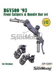 Fat Frog Models: Detail up set 1/12 scale - Front brake calipers and Handle bar for Suzuki RGV500 1993 - 3D printed parts - for Beemax Model Kits reference BX13001