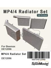 Fat Frog Models: Detalle escala 1/12 - Juego de radiadores para McLaren Honda MP4/4 (Beemax) 1988 - piezas impresas en 3D - para la referencia de Beemax Model Kits BX12002