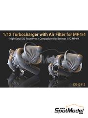Fat Frog Models: Detail 1/12 scale - Turbocharger with Air Filter for McLaren Honda MP4/4 (Beemax) 1988 - 3D printed parts - for Beemax Model Kits reference BX12002 - 2 units