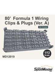 Fat Frog Models: Detalle escala 1/12 - Abrazaderas y conectores de cableado para F�rmula 1 - A�os 80 - Versi�n A - piezas impresas en 3D