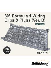 Fat Frog Models: Detail 1/12 scale - Wiring clips and plugs for Formula 1 - 1980s - Version B - 3D printed parts