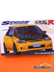 Fujimi: Car scale model kit 1/24 scale - Honda Civic Type R (EK9) Spoon - plastic parts, rubber parts, water slide decals, assembly instructions and painting instructions