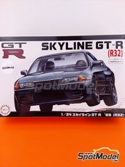 Fujimi: Car scale model kit 1/24 scale - Nissan Skyline GT-R BNR32 1989 - plastic parts, rubber parts, water slide decals, assembly instructions and painting instructions