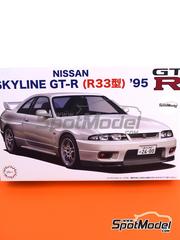Fujimi: Car scale model kit 1/24 scale - Nissan Skyline GT-R R33 1995 - plastic parts, rubber parts, water slide decals, assembly instructions and painting instructions