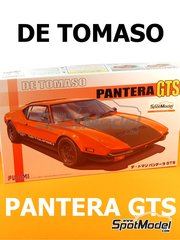 Fujimi: Car scale model kit 1/24 scale - De Tomaso Pantera GTS - plastic parts, rubber parts, water slide decals, assembly instructions and painting instructions