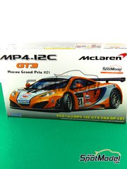 Fujimi: Car scale model kit 1/24 scale - McLaren MP4-12C GT3 sponsored by Gulf #21 - Danny Watts (GB) - Guia Race of Macau 2011 - plastic parts, rubber parts, water slide decals and assembly instructions