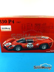 Fujimi: Car scale model kit 1/24 scale - Ferrari 330 P4 N.A.R.T. Team sponsored by SEV Marchal #26 - Pedro Rodriguez (MX) + Jean Guichet (FR) - 24 Hours of Daytona 1967 - photo-etched parts, plastic parts, rubber parts, water slide decals, assembly instructions and painting instructions image
