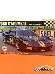 Fujimi: Maqueta de coche escala 1/24 - Ford GT40 Mk II N 2 - Chris Amon (NZ) + Bruce McLaren (NZ) - 24 Horas de Le Mans 1966 - fotograbados, piezas de plstico, piezas de goma, calcas de agua, manual de instrucciones e instrucciones de pintado