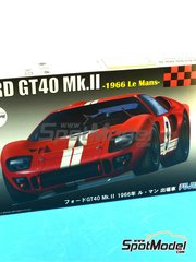 Fujimi: Car scale model kit 1/24 scale - Ford GT40 Mk II #3, 6 - Dan Gurney (US) + Jerry Grant (US), Lucien Bianchi (BE) + Mario Andretti (US) - 24 Hours Le Mans 1966 - photo-etched parts, plastic parts, rubber parts, water slide decals, assembly instructions and painting instructions