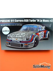 Fujimi: Maqueta de coche escala 1/24 - Porsche 911 Carrera RSR Turbo patrocinado por Martini Rossi Porsche Audi N 22 - Gijs van Lennep (NL) + Herbert Mller (CH) - 24 Horas de Le Mans 1974 - piezas de plstico, piezas de goma, calcas de agua, manual de instrucciones e instrucciones de pintado
