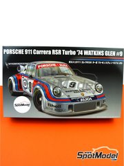 Fujimi: Car scale model kit 1/24 scale - Porsche 911 Carrera RSR Turbo sponsored by Martini Rossi Porsche Audi #9 - Gijs van Lennep (NL) + Herbert Müller (CH) - Watkins Glen 6 Hours 1974 - plastic parts, rubber parts, water slide decals, assembly instructions and painting instructions image