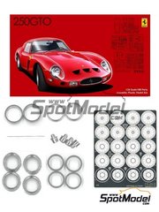 Fujimi: Car scale model kit 1/24 scale - Ferrari 250 GTO - photo-etched parts, plastic parts, rubber parts, turned metal parts, water slide decals, assembly instructions and painting instructions image