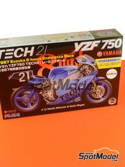 Fujimi: Motorbike scale model kit 1/12 scale - Yamaha YZF750 TECH21 Team sponsored by Shiseido #21 - Martin Wimmer (DE) + Kevin Magee (AU) - 8 Hours Suzuka Endurance Race 1987 - plastic parts, rubber parts, water slide decals, assembly instructions and painting instructions