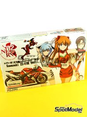 Fujimi: Motorbike scale model kit 1/12 scale - Kawasaki ZX-10R Trick Star Evangelion Racing Team sponsored by FRTR #2 - 8 Hours Suzuka Endurance Race 2011 - plastic parts, rubber parts, water slide decals, assembly instructions and painting instructions image