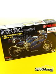 Fujimi: Motorbike scale model kit 1/12 scale - Yamaha FZR750 OW74 sponsored by Sonauto #6 1985 - plastic parts, rubber parts, water slide decals, assembly instructions and painting instructions