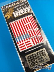 HGW: Seatbelts 1/24 scale - Sparco 6 point seatbelt - Red color - photo-etched parts and seatbelt fabric