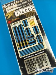 HGW: Seatbelts 1/24 scale - Sabelt 6 point seatbelt - Blue color - Precut with laser - photo-etched parts and seatbelt fabric