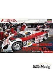Hasegawa: Car scale model kit 1/24 scale - Toyota 88C Group C sponsored by Denso #38 - 24 Hours Le Mans 1989 - plastic parts, rubber parts, water slide decals, assembly instructions and painting instructions image
