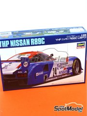 Hasegawa: Car scale model kit 1/24 scale - Nissan R89C sponsored by Yokogawa Hewlett Packard #24 - Masahiro Hasemi (JP) + Anders Olofsson (SE) - All Japan Sport Prototype Championship (JSPC) 1989 - plastic parts, rubber parts, water slide decals and assembly instructions image