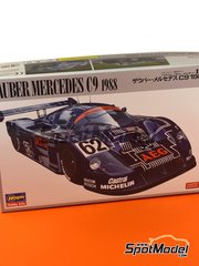 Hasegawa: Car scale model kit 1/24 scale - Sauber Mercedes C9 sponsored by AEG #61, 62 - Stefan Johansson (SE), Jean-Louis Schlesser (FR) + Jochen Mass (DE) - 24 Hours Le Mans 1988 - plastic parts, rubber parts, water slide decals and assembly instructions image