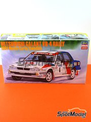 Hasegawa: Car scale model kit 1/24 scale - Mitsubishi Galant VR-4 sponsored by RalliArt #4 - Timo Salonen (FI) + Voitto Silander (FI), Kenneth Eriksson (SE) + Staffan Parmander (SE) - Monte Carlo Rally - Rallye Automobile de Monte-Carlo, Swedish Formula 1 Grand Prix 1991 - photo-etched parts, plastic parts, rubber parts, seatbelt fabric, water slide decals and assembly instructions image