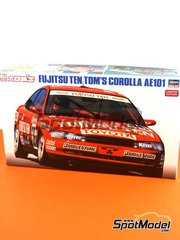 Hasegawa: Car scale model kit 1/24 scale - Toyota Corolla AE101 Tom's Team sponsored by Fujitsu Ten #36, 37 - Masanori Sekiya (JP) + Pierre-Henri Raphanel (FR), Kaoru Hoshino (JP) + Tetsuya Tanaka (JP) - JTC InterTEC Championship 1993 - plastic parts, rubber parts, water slide decals and assembly instructions image