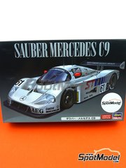 Hasegawa: Car scale model kit 1/24 scale - Sauber Mercedes C9 #61, 62 - Mauro Baldi (IT) + Jean-Louis Schlesser (FR), Kenneth 'Kenny' Acheson (GB) + Jochen Mass (DE) - Suzuka 1988 - plastic parts, rubber parts, water slide decals, assembly instructions and painting instructions image