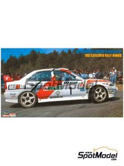 Hasegawa: Car scale model kit 1/24 scale - Mitsubishi Lancer Evolution IV sponsored by RalliArt #1 - Tommi M&auml;kinen (FI) + Seppo Harjanne (FI) - Catalunya Costa Dorada RACC Rally 1997 - plastic parts, rubber parts, water slide decals, assembly instructions and painting instructions image