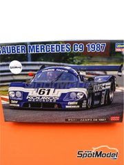 Hasegawa: Car scale model kit 1/24 scale - Sauber Mercedes C9 Kouros Racing Team #61, 62 - Mike Thackwell (NZ) + Johnny Dumfries (GB) + Chip Ganassi (US) - 24 Hours Le Mans, FIA World Sports-Prototype Championship (WSPC) 1987 - plastic parts, rubber parts, water slide decals, assembly instructions and painting instructions image