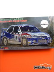 Hasegawa: Car scale model kit 1/24 scale - Mitsubishi Lancer Evo III sponsored by Mitsubishi Ralliart #2, 4 - Richard Burns (GB) + Robert Reid (GB), Timo M&auml;kinen (FI) - New Zealand Rally 1996 - paint masks, photo-etched parts, plastic parts, rubber parts, water slide decals, other materials, assembly instructions and painting instructions image