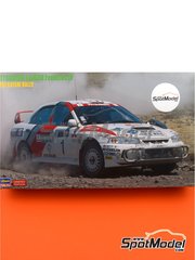 Hasegawa: Car scale model kit 1/24 scale - Mitsubishi Lancer Evolution IV sponsored by RalliArt #1 - Tommi M&auml;kinen (FI) + Seppo Harjanne (FI) - Safari Rally 1997 - paint masks, photo-etched parts, plastic parts, rubber parts, water slide decals, white metal parts, other materials, assembly instructions and painting instructions image