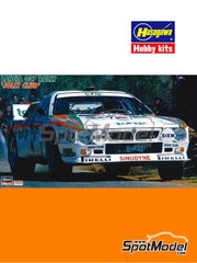 Hasegawa: Car scale model kit 1/24 scale - Lancia 037 Rally sponsored by Totip Jolly Club #4 - Tiziano Siviero (IT) + Massimo 'Miki' Biasion (IT) - Portugal Rally - Vinho do Porto, Tour de Corse 1984 and 1985 - plastic parts, rubber parts, water slide decals, assembly instructions and painting instructions image
