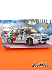 Hasegawa: Car scale model kit 1/24 scale - Mitsubishi Lancer GSR Evolution III sponsored by RalliArt #7 - Tommi M�kinen (FI) + Seppo Harjanne (FI) - International Swedish Rally 1996 - plastic parts, rubber parts, water slide decals, assembly instructions and painting instructions