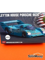 Hasegawa: Car scale model kit 1/24 scale - Porsche 962C Kremer Team sponsored by Leyton House #11 - Kris Nissen (DE) + Volker Weidler (DE) - All Japan Sport Prototype Championship (JSPC) 1987 - plastic parts, rubber parts, water slide decals, assembly instructions and painting instructions image