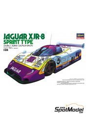 Hasegawa: Car scale model kit 1/24 scale - Jaguar XJR-8 Sprint Type Silk Cut Works Team #4, 5 - FIA World Sports-Prototype Championship (WSPC) 1987 - plastic parts, rubber parts, water slide decals and assembly instructions image