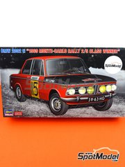 Hasegawa: Car scale model kit 1/24 scale - BMW 2002 ti sponsored by BMW Alpina #115 - Monte Carlo Rally - Rallye Automobile de Monte-Carlo 1969 - plastic parts, rubber parts, water slide decals, other materials, assembly instructions and painting instructions image