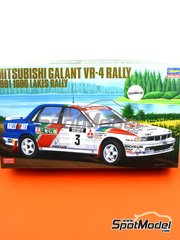 Hasegawa: Car scale model kit 1/24 scale - Mitsubishi Galant VR-4 Rally sponsored by RalliArt #3, 5 - Timo Salonen (FI) + Voitto Silander (FI), Kenneth Eriksson (SE) + Staffan Parmander (SE) - 1000 Lakes Finland Rally 1991 - photo-etched parts, plastic parts, rubber parts, seatbelt fabric, water slide decals, other materials, assembly instructions and painting instructions