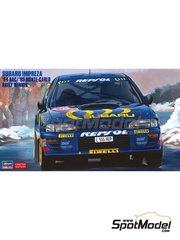 Hasegawa: Car scale model kit 1/24 scale - Subaru Impreza WRX 555 Subaru World Rally Team #4, 5 - Colin McRae (GB) + Derek Ringer (GB), Carlos Sainz (ES) + Luis Moya (ES) - Great Britain RAC Rally, Monte Carlo Rally - Rallye Automobile de Monte-Carlo 1994 and 1995 - plastic parts, water slide decals and assembly instructions