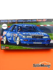 Hasegawa: Car scale model kit 1/24 scale - Corolla Levin AE92 Ten Tom Team sponsored by Fujitsu #36, 37 - Masanori Sekiya (JP) + Hitoshi Ogawa (JP) - Japan Touring Car Championship (JTCC) 1991 - paint masks, plastic parts, rubber parts, water slide decals, assembly instructions and painting instructions