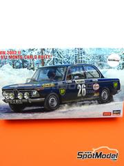 Hasegawa: Car scale model kit 1/24 scale - BMW 2002 ti sponsored by BP Aseptogyl #26 - Claude Ballot-Léna (FR) + Jean-Claude Morénas (FR) - Monte Carlo Rally - Rallye Automobile de Monte-Carlo 1971 - plastic parts, rubber parts, water slide decals, other materials, assembly instructions and painting instructions image