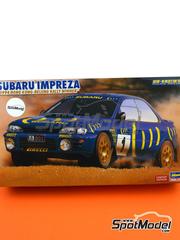 Hasegawa: Car scale model kit 1/24 scale - Subaru Impreza 555 Grupo A 555 Subaru WRT Team #1, 6 - Peter 'Possum' Bourne (NZ) + Tony Sircombe (NZ), Richard Burns (GB) + Robert Reid (GB) - Hong Kong - Beijing Rally 1994 - paint masks, photo-etched parts, plastic parts, rubber parts, water slide decals, other materials, assembly instructions and painting instructions image