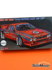 Hasegawa: Car scale model kit 1/24 scale - Lancia 037 Rally sponsored by Martini - Shakedown Test Portugal Rally - Vinho do Porto 1985 - paint masks, plastic parts, rubber parts, water slide decals, assembly instructions and placement instructions