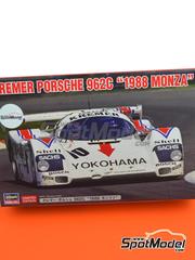 Hasegawa: Car scale model kit 1/24 scale - Porsche 962C Kremer Racing Team sponsored by Yokohama #10 - Volker Weidler (DE) + Bruno Giacomelli (IT) - Monza 1000 Kilometres 1988 - plastic parts, rubber parts, water slide decals, assembly instructions and painting instructions image