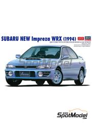Hasegawa: Car scale model kit 1/24 scale - Subaru New Impreza WRX 1994 - plastic parts, rubber parts, water slide decals, assembly instructions and painting instructions