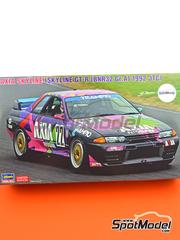 Hasegawa: Car scale model kit 1/24 scale - Nissan Skyline GT-R R32 Object T Team sponsored by Axia #22 - Kazuo Shimizu (JP) + Tom Kristensen (DK) - Japan Touring Car Championship (JTCC) 1992 - paint masks, plastic parts, rubber parts, water slide decals, assembly instructions and painting instructions image