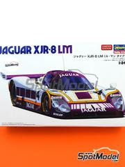 Hasegawa: Maqueta de coche escala 1/24 - Jaguar XJR-8 LM Equipo Silk Cut Works N 4, 5, 6 - Eddie Cheever (US) + Raul Boesel (BR) + Jan Lammers (NL), John Watson (GB) + Win Percy (GB) + Jan Lammers (NL), Martin Brundle (GB) + John Nielsen (DK) - 24 Horas de Le Mans 1987 - piezas de plstico, piezas de goma, calcas de agua, manual de instrucciones, instrucciones de pintado y calcas de sponsors de tabaco