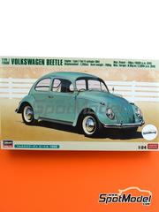 Hasegawa: Car scale model kit 1/24 scale - Volkswagen Beetle Type 1 1966 - plastic parts, rubber parts, water slide decals, assembly instructions and painting instructions