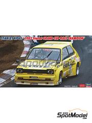 Hasegawa: Car scale model kit 1/24 scale - Toyota Starlet KP61 sponsored by Cibie #17, 73 - Keiichi Suzuki (JP) - Grand Cup Race Championship 1983 - paint masks, plastic parts, rubber parts, water slide decals, assembly instructions and painting instructions