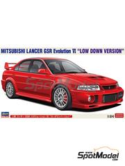 Hasegawa: Car scale model kit 1/24 scale - Mitsubishi Lancer GSR Evolution VI "Low Down Version" - 3D printed parts, plastic parts, rubber parts, water slide decals, assembly instructions and painting instructions image