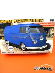 Hasegawa: Van scale model kit 1/24 scale - Volkswagen Transporter T2 Delivery Van 1967 - plastic parts, rubber parts, water slide decals, assembly instructions and painting instructions